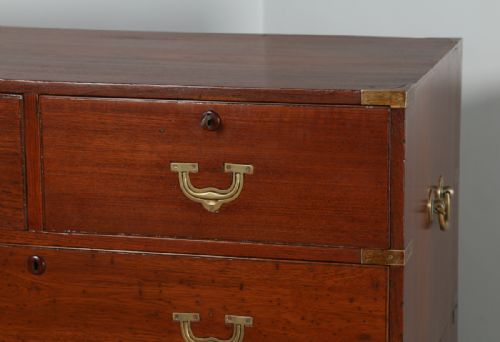 fig 8. Antique Victorian Colonial Teak & Brass Military Campaign Chest of Drawers (Circa 1840)