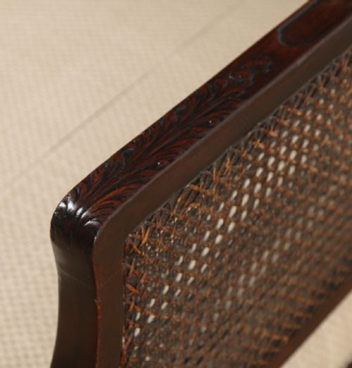 fig 5. Antique English Edwardian Chippendale Style Three Piece Mahogany & Cane Bergere Chair Suite (Circa 1900)