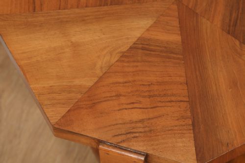 fig 3. Art Deco Figured Walnut Octagonal Coffee Occasional Magazine Side Table (Circa 1930)
