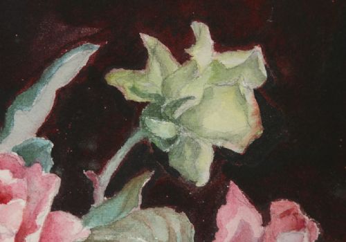 fig 4. Antique English Watercolour Painting of Flowers in a Vase by Helen Seddon (Circa 1930)