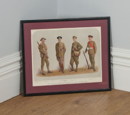 fig 1. Antique English Watercolour Print of Four Soldiers, by Artist with Initials ‘DM’ (Circa 1925)