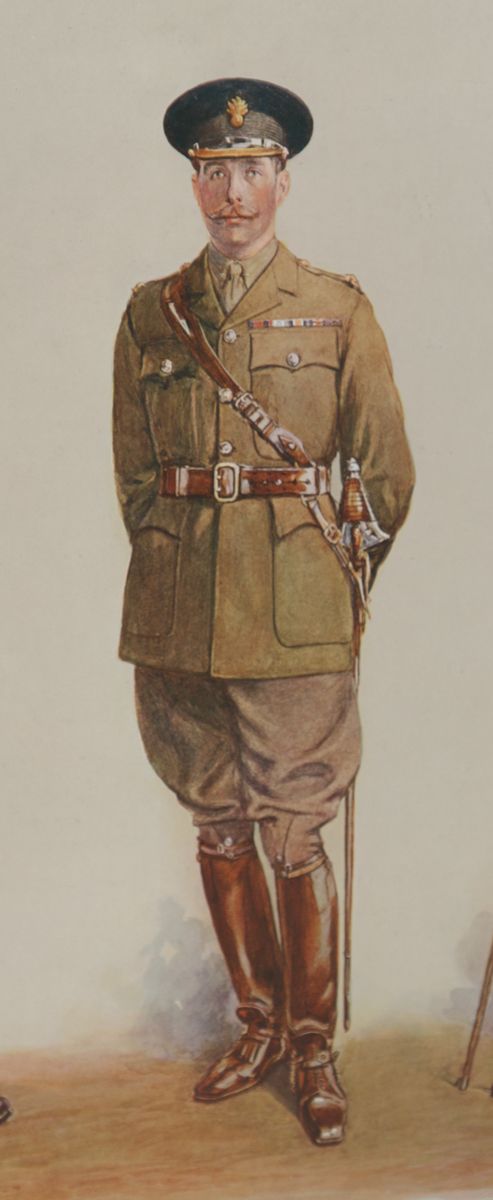 fig 6. Antique English Watercolour Print of Four Soldiers, by Artist with Initials ‘DM’ (Circa 1925)