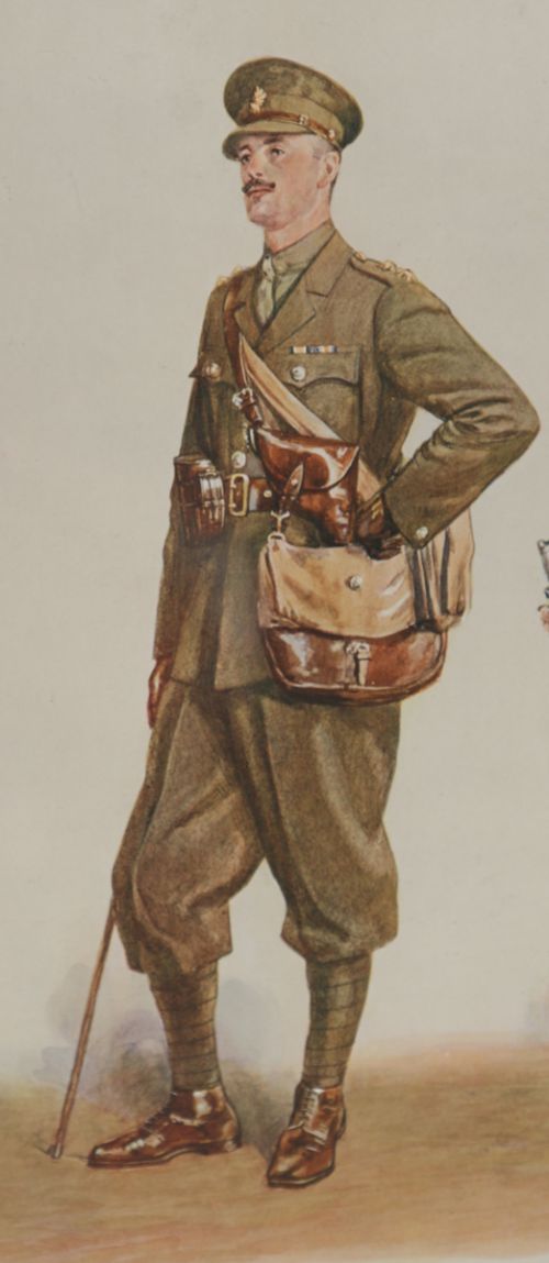 fig 7. Antique English Watercolour Print of Four Soldiers, by Artist with Initials ‘DM’ (Circa 1925)