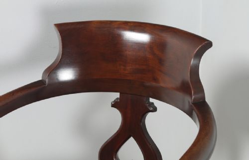 fig 3. Antique English Victorian Mahogany & Burgundy Red Leather Revolving Office Desk Arm Chair (Circa 1870)