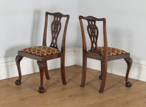 fig 5. Antique English Set of Four Georgian Chippendale Style Mahogany Dining Chairs (Circa 1900)
