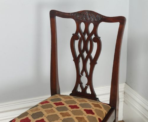 fig 8. Antique English Set of Four Georgian Chippendale Style Mahogany Dining Chairs (Circa 1900)
