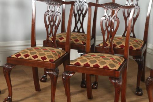 fig 2. Antique English Set of Six Georgian Chippendale Style Mahogany Dining Chairs (Circa 1900)