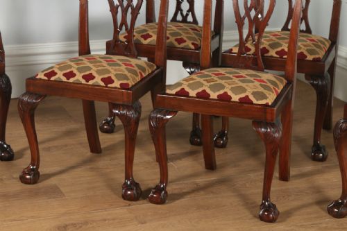 fig 5. Antique English Set of Six Georgian Chippendale Style Mahogany Dining Chairs (Circa 1900)