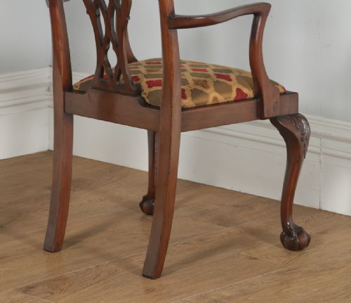 fig 6. Antique English Set of Six Georgian Chippendale Style Mahogany Dining Chairs (Circa 1900)