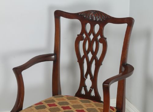 fig 7. Antique English Set of Six Georgian Chippendale Style Mahogany Dining Chairs (Circa 1900)