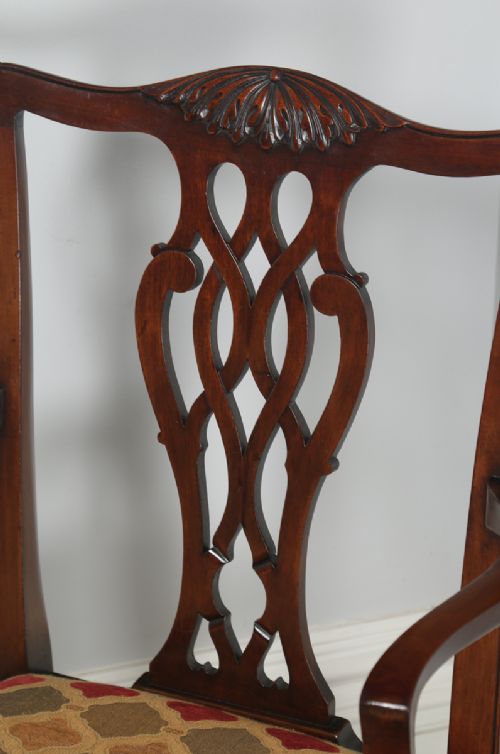 fig 8. Antique English Set of Six Georgian Chippendale Style Mahogany Dining Chairs (Circa 1900)