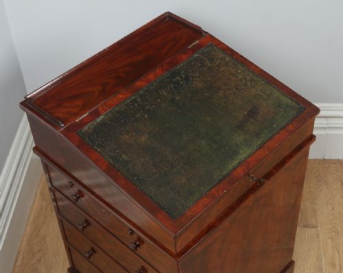 fig 2. Antique English Georgian Regency Flame Mahogany Davenport Writing Office Desk (Circa 1820)