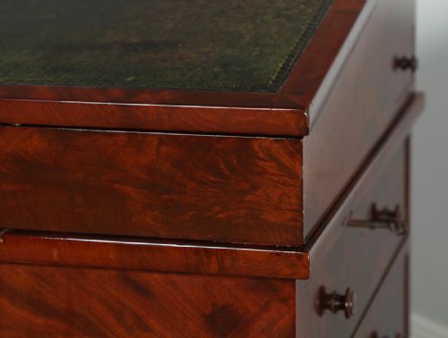 fig 4. Antique English Georgian Regency Flame Mahogany Davenport Writing Office Desk (Circa 1820)