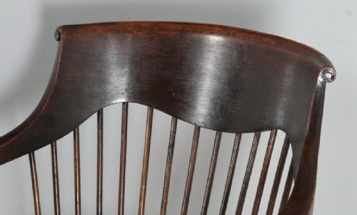 fig 3. Antique English Victorian Oak Revolving Office Desk Green Leather Arm Chair (Circa 1880)