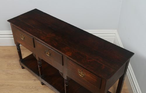 fig 1. Antique Welsh Regency Georgian Oak Potboard Low Dresser Base Sideboard (Circa 1810)