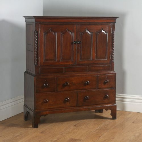 Antique Georgian Welsh Housekeepers Oak “Carmarthen Coffer” Food Cupboard (Circa 1790)
