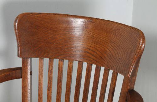 fig 3. Antique English Edwardian Oak Revolving Office Armchair (Circa 1910)