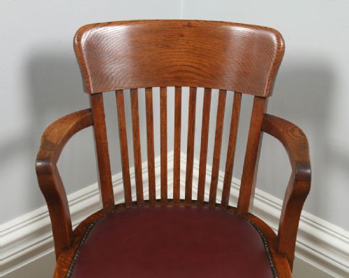 fig 6. Antique English Edwardian Oak Revolving Office Armchair (Circa 1910)