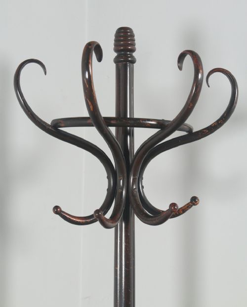 fig 2. Antique English Edwardian Bentwood Coat, Hat, Hall, Stand, Stick & Umbrella Demi Lune Hallstand (Circa 1910)
