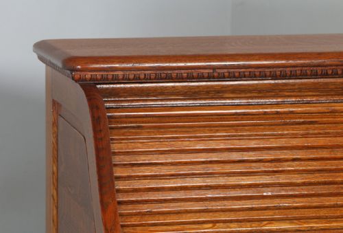 fig 4. Antique English Victorian Oak Roll Top Pedestal Office Desk (Circa 1890)
