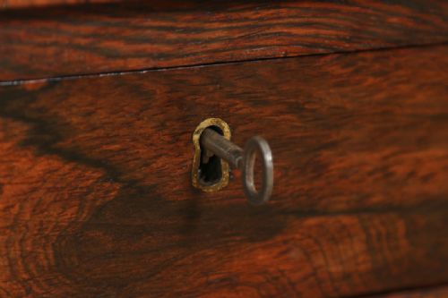 fig 8. Antique English William IV Rosewood & Birds Eye Maple Work Sewing Chess Games Table (Circa 1830)