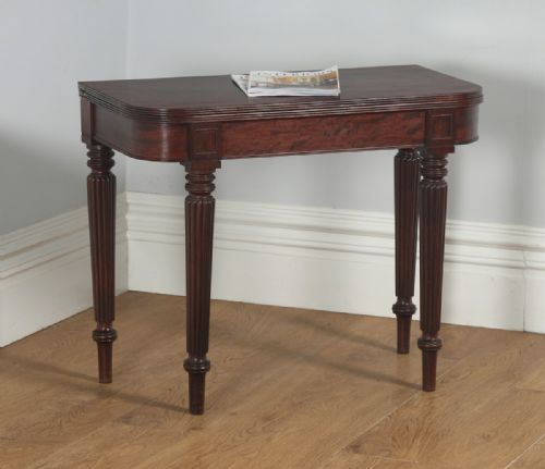 Antique English Georgian Regency Mahogany D End Fold Over Tea Side / Table (Circa 1820)