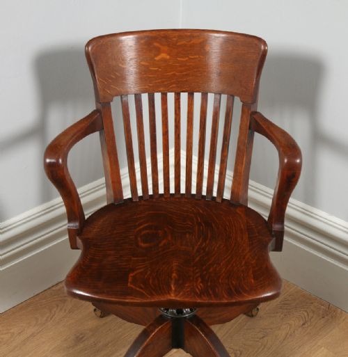 fig 2. Antique Edwardian Oak Revolving Swivel Office Desk Arm Chair (Circa 1900)