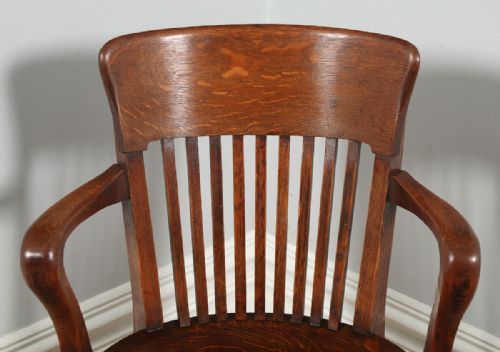fig 3. Antique Edwardian Oak Revolving Swivel Office Desk Arm Chair (Circa 1900)
