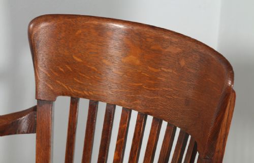 fig 4. Antique Edwardian Oak Revolving Swivel Office Desk Arm Chair (Circa 1900)