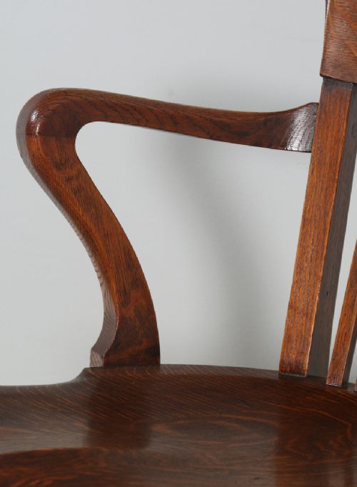 fig 6. Antique Edwardian Oak Revolving Swivel Office Desk Arm Chair (Circa 1900)