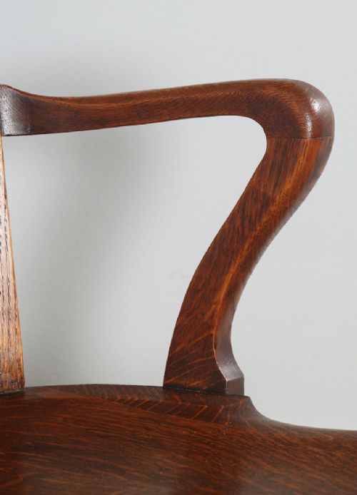 fig 7. Antique Edwardian Oak Revolving Swivel Office Desk Arm Chair (Circa 1900)