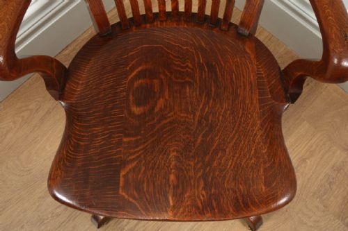 fig 9. Antique Edwardian Oak Revolving Swivel Office Desk Arm Chair (Circa 1900)