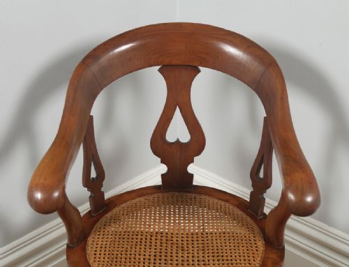 fig 2. Antique English Victorian Mahogany & Cane Revolving Office Desk Arm Chair (Circa 1860)