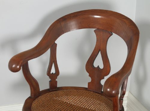 fig 3. Antique English Victorian Mahogany & Cane Revolving Office Desk Arm Chair (Circa 1860)