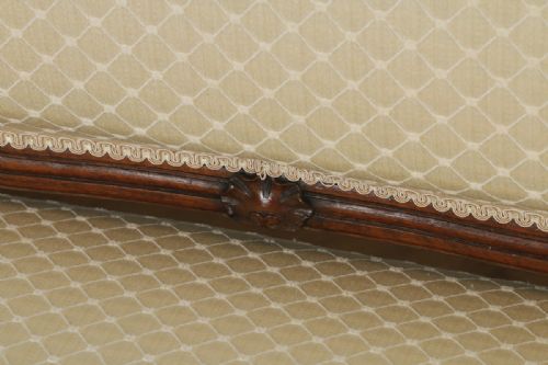 fig 6. Antique French Louis XVI Style Walnut Three Piece Suite Comprising One Sofa & Two Armchairs (Circa 1860)
