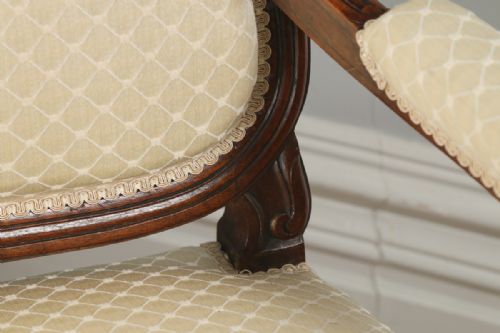 fig 7. Antique French Louis XVI Style Walnut Three Piece Suite Comprising One Sofa & Two Armchairs (Circa 1860)