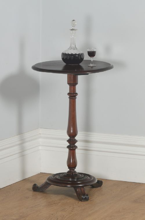 fig 1. Antique French Provincial Walnut Circular Wine Lamp Tripod Table (Circa 1870)