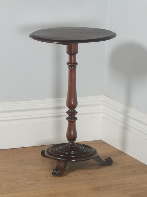 fig 4. Antique French Provincial Walnut Circular Wine Lamp Tripod Table (Circa 1870)