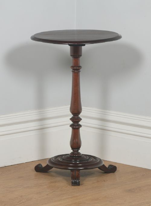 Antique French Provincial Walnut Circular Wine Lamp Tripod Table (Circa 1870)