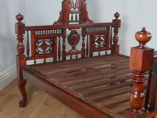 fig 7. Antique 5ft 10” Colonial Raj Victorian Bombay Mahogany Four Poster Bed (Circa 1880)