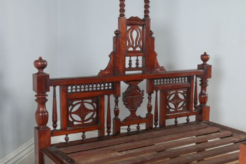 fig 8. Antique 5ft 10” Colonial Raj Victorian Bombay Mahogany Four Poster Bed (Circa 1880)
