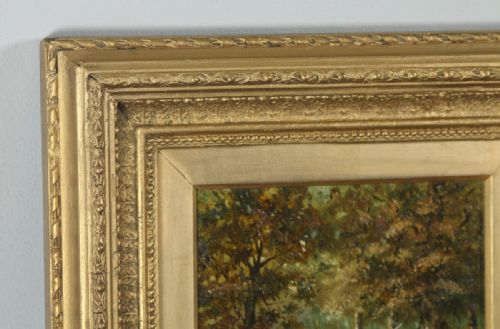 fig 3. Antique English Small Oil Painting of Autumnal Forest Country Scene Attributable to Joseph Thors (Circa 1870)