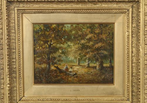 fig 5. Antique English Small Oil Painting of Autumnal Forest Country Scene Attributable to Joseph Thors (Circa 1870)