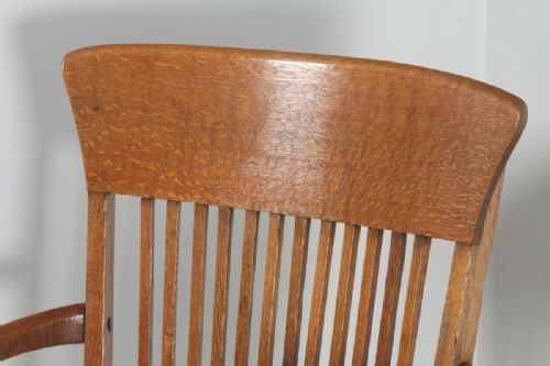 fig 1. Antique English Edwardian Oak & Leather Revolving Office Desk Arm Chair (Circa 1910)
