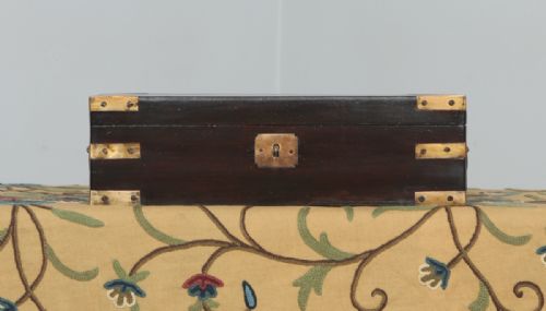 fig 2. Antique Victorian Colonial Campaign Mahogany Brass Writing, Jewellery or Sewing Box (Circa 1860)