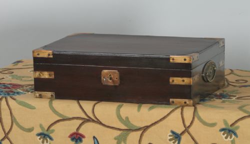 fig 3. Antique Victorian Colonial Campaign Mahogany Brass Writing, Jewellery or Sewing Box (Circa 1860)
