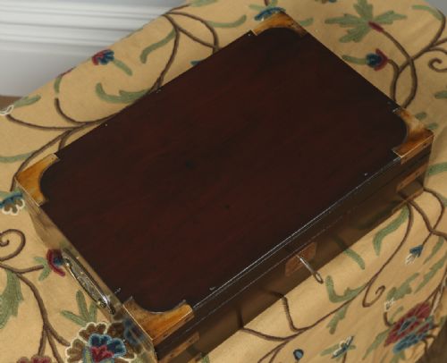 fig 4. Antique Victorian Colonial Campaign Mahogany Brass Writing, Jewellery or Sewing Box (Circa 1860)