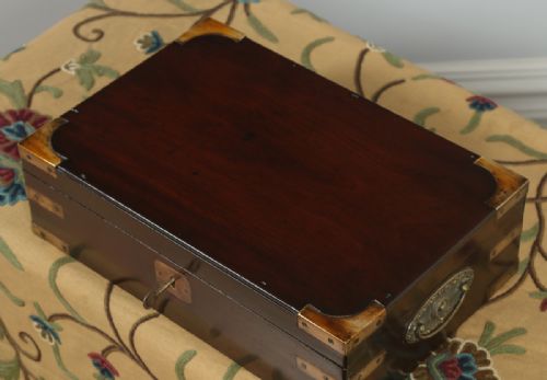 fig 7. Antique Victorian Colonial Campaign Mahogany Brass Writing, Jewellery or Sewing Box (Circa 1860)