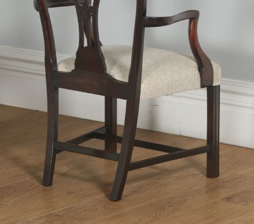 fig 5. Antique English Pair of Georgian Hepplewhite Style Mahogany Library Office Desk Carver Arm Side Chairs (Circa 1910)