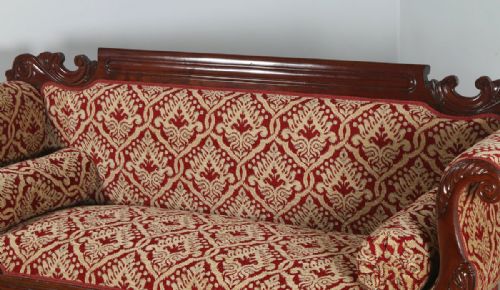 fig 3. Antique English Victorian Mahogany Upholstered Double Ended Couch Sofa Settee (Circa 1850)